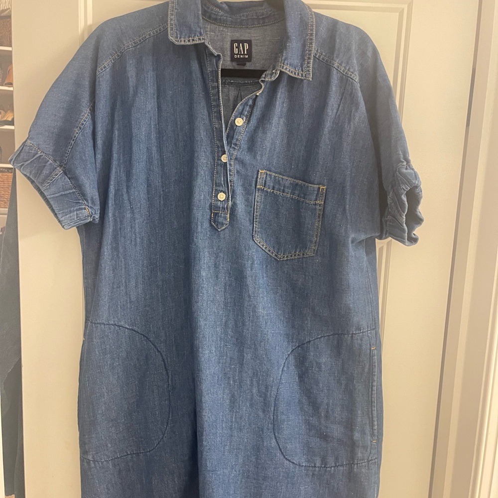 GAP Blue Denim Shirt Dress